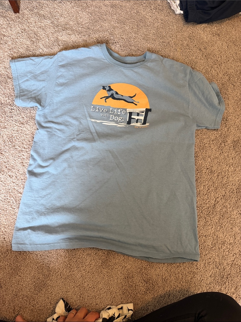 Live Life with Dog Graphic Tee - Light Blue